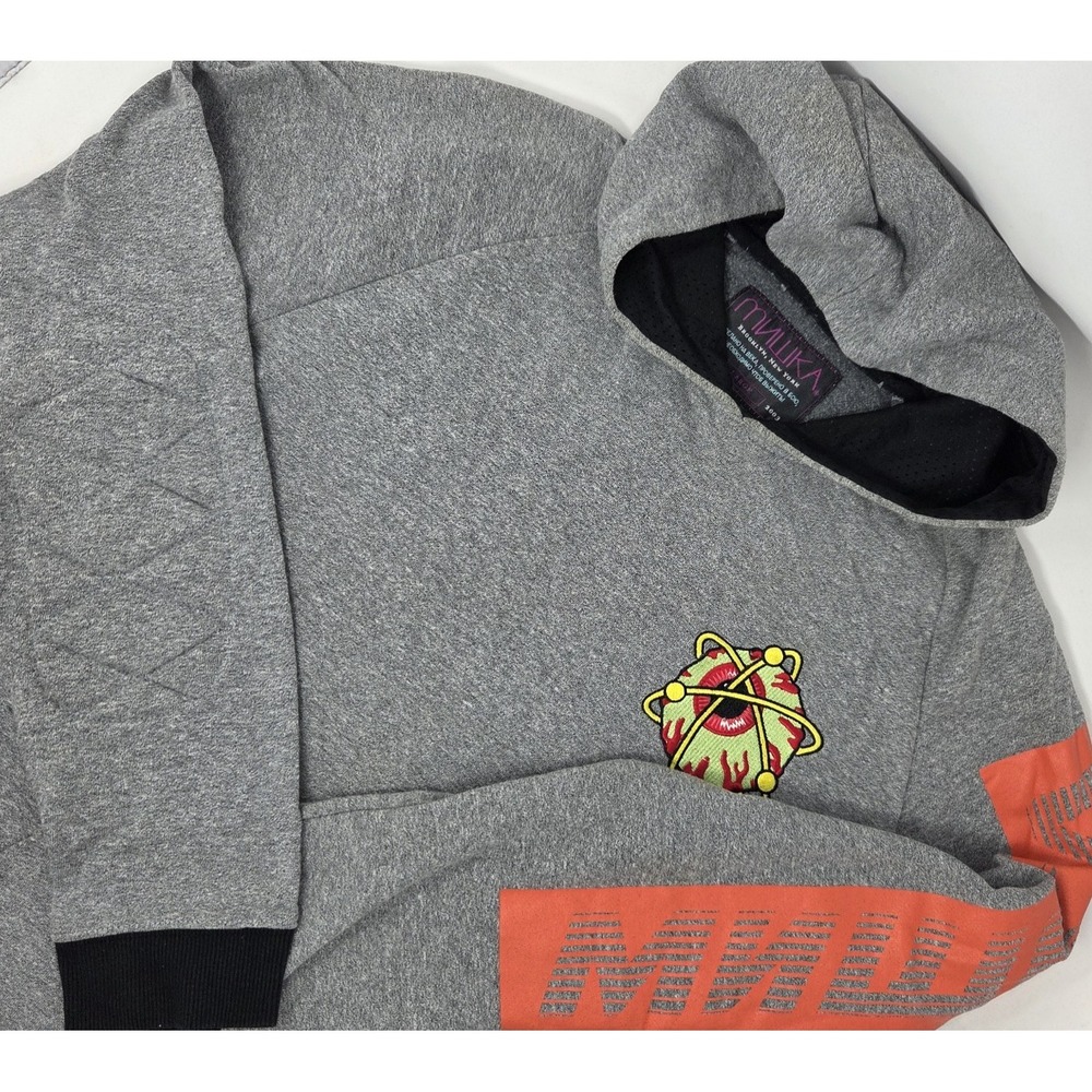 MNWKA NYC Eyeball Hoodie Mens Large Keep Watch Big Eye Side Zip‎ Gray Streetwear